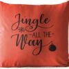 Coussins D'extérieur - Jardin - Citation De Noël Jingle Tout Le Chemin Sur Fond Rouge - 60x60 Cm