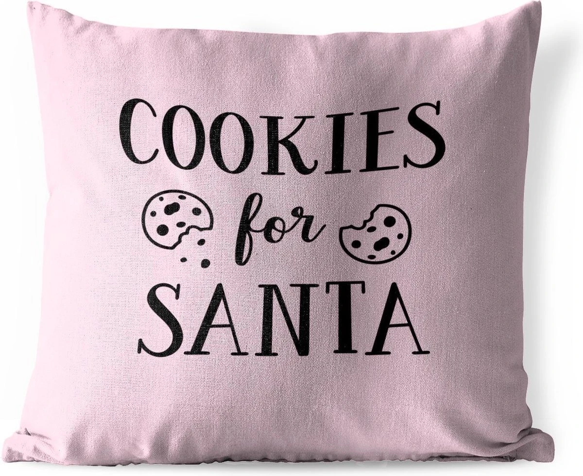 Coussins D'extérieur - Jardin - Citation Biscuits Pour Père Noël Décoration Murale Noël Rose Pastel - 50x50 Cm 3 Coussins D'extérieur - Jardin - Citation Biscuits Pour Père Noël Décoration Murale Noël Rose Pastel - 50x50 Cm
