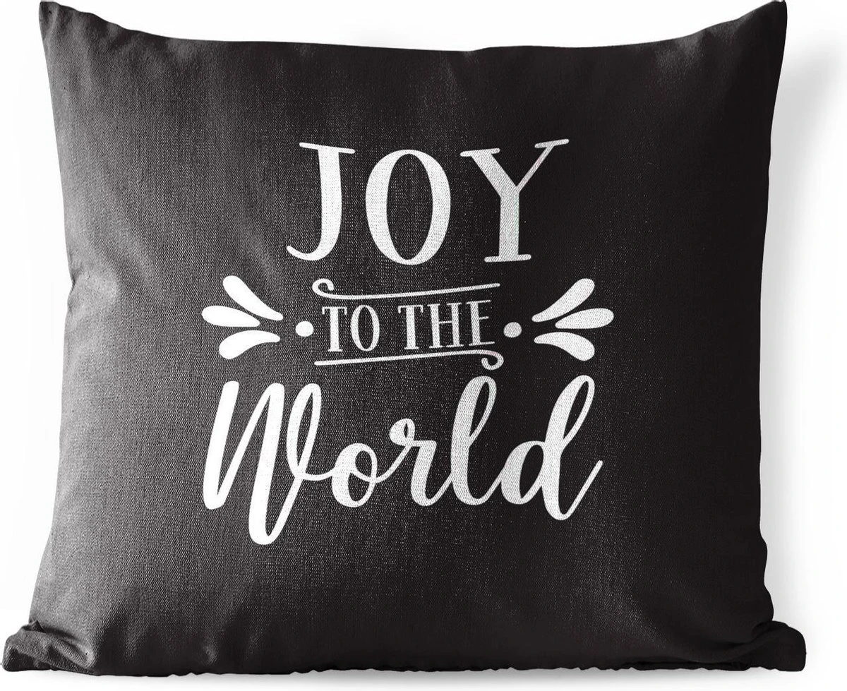 Coussins D'extérieur - Jardin - Citation De Noël Joy Au Monde Sur Fond Noir - 50x50 Cm 3 Coussins D'extérieur - Jardin - Citation De Noël Joy Au Monde Sur Fond Noir - 50x50 Cm
