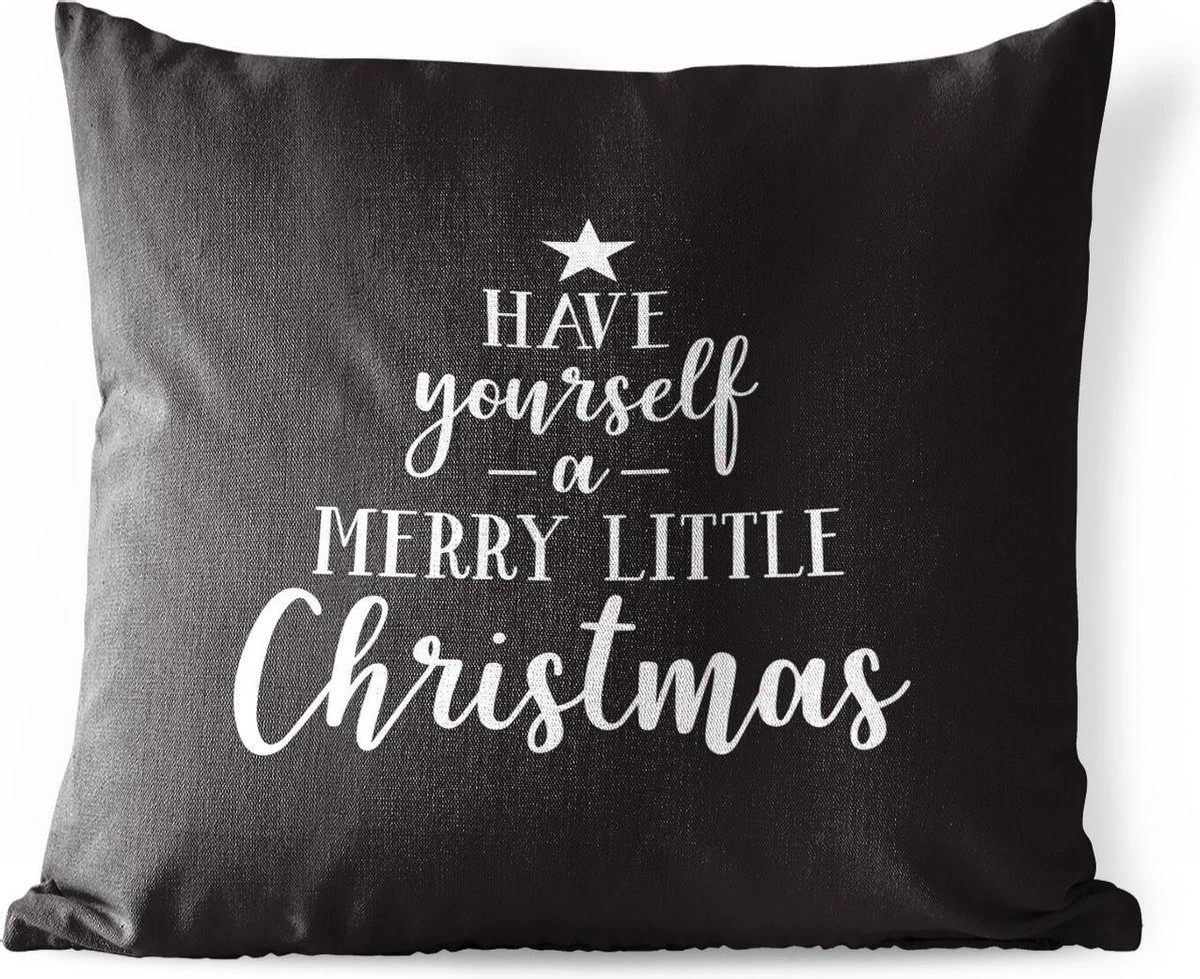 Coussins D'extérieur - Jardin - Citation Noël Passez Un Joyeux Petit Noël Sur Fond Noir - 40x40 Cm 3 Coussins D'extérieur - Jardin - Citation Noël Passez Un Joyeux Petit Noël Sur Fond Noir - 40x40 Cm