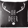 Coussins D'extérieur - Jardin - Citation De Noël Oh Cerf Sur Fond Noir - 60x60 Cm