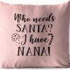Coussins D'extérieur - Jardin - Citation De Noël Qui A Besoin Du Père Noël ? J'ai Nana! Sur Fond Rose - 50x50 Cm