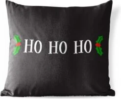 Coussins D'extérieur - Jardin - Citation De Noël Ho Ho Ho Sur Fond Noir - 50x50 Cm