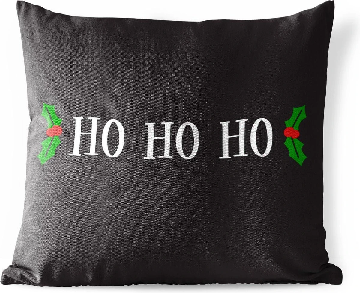 Coussins D'extérieur - Jardin - Citation De Noël Ho Ho Ho Sur Fond Noir - 50x50 Cm 3 Coussins D'extérieur - Jardin - Citation De Noël Ho Ho Ho Sur Fond Noir - 50x50 Cm
