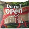Coussins D'extérieur - Jardin - Citation Pour La Maison à Noël 'Ne Pas Ouvrir Avant Noël' Sur Fond Avec Un Cadeau - 60x60 Cm