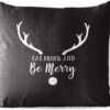 Coussins D'extérieur - Jardin - Citation Mangez, Buvez Et Soyez Joyeux Noël Décoration Murale Blanc Sur Noir - 40x40 Cm