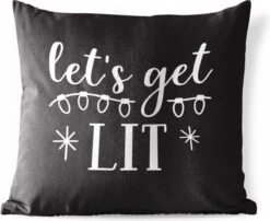 Coussins D'extérieur - Jardin - Citation De Noël Allumons - Nous Sur Fond Noir - 60x60 Cm