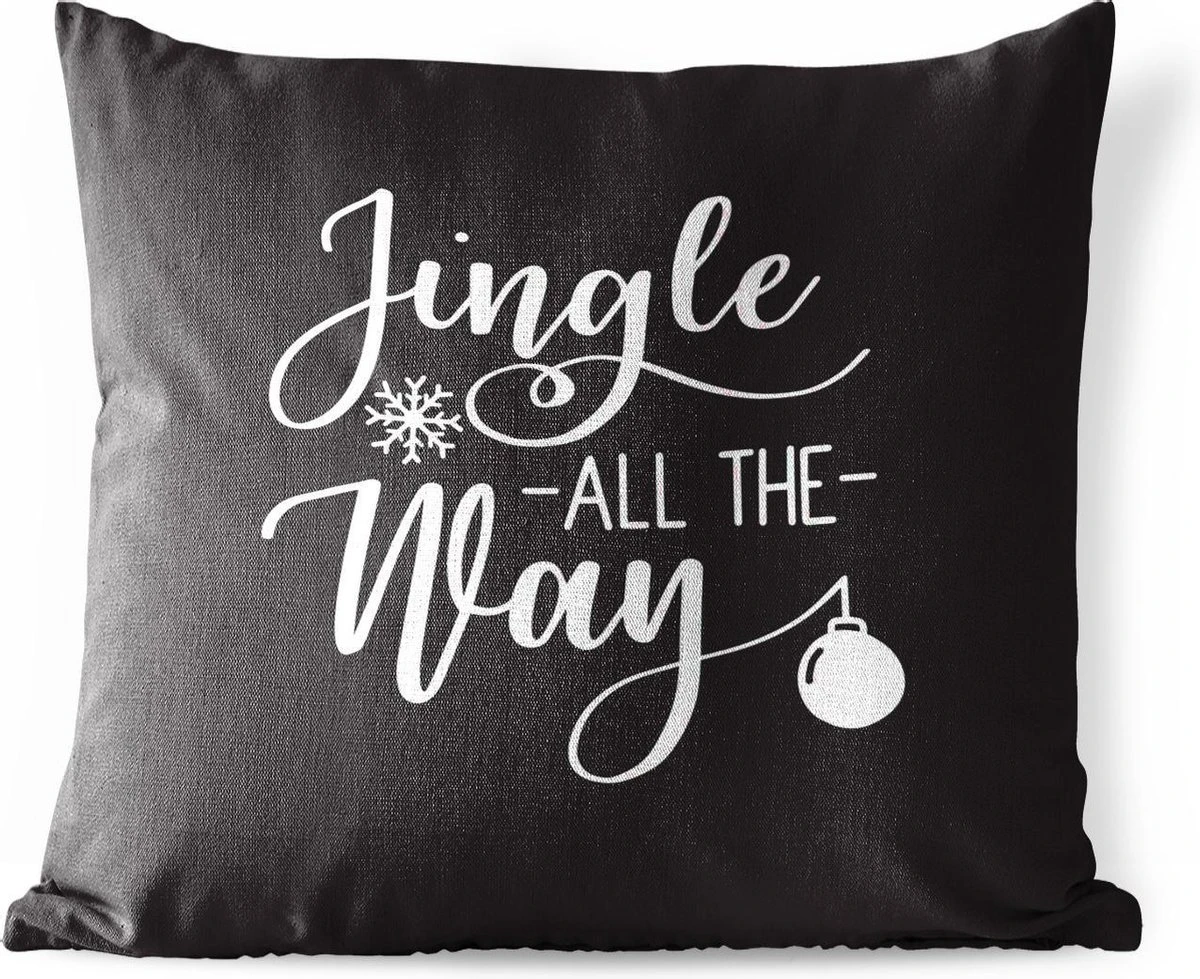 Coussins D'extérieur - Jardin - Citation De Noël Jingle Tout Le Chemin Sur Fond Noir - 45x45 Cm 3 Coussins D'extérieur - Jardin - Citation De Noël Jingle Tout Le Chemin Sur Fond Noir - 45x45 Cm