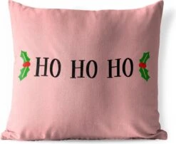 Coussins D'extérieur - Jardin - Citation De Noël Ho Ho Ho Sur Fond Rose - 40x40 Cm