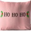 Coussins D'extérieur - Jardin - Citation De Noël Ho Ho Ho Fond Rose - 50x50 Cm