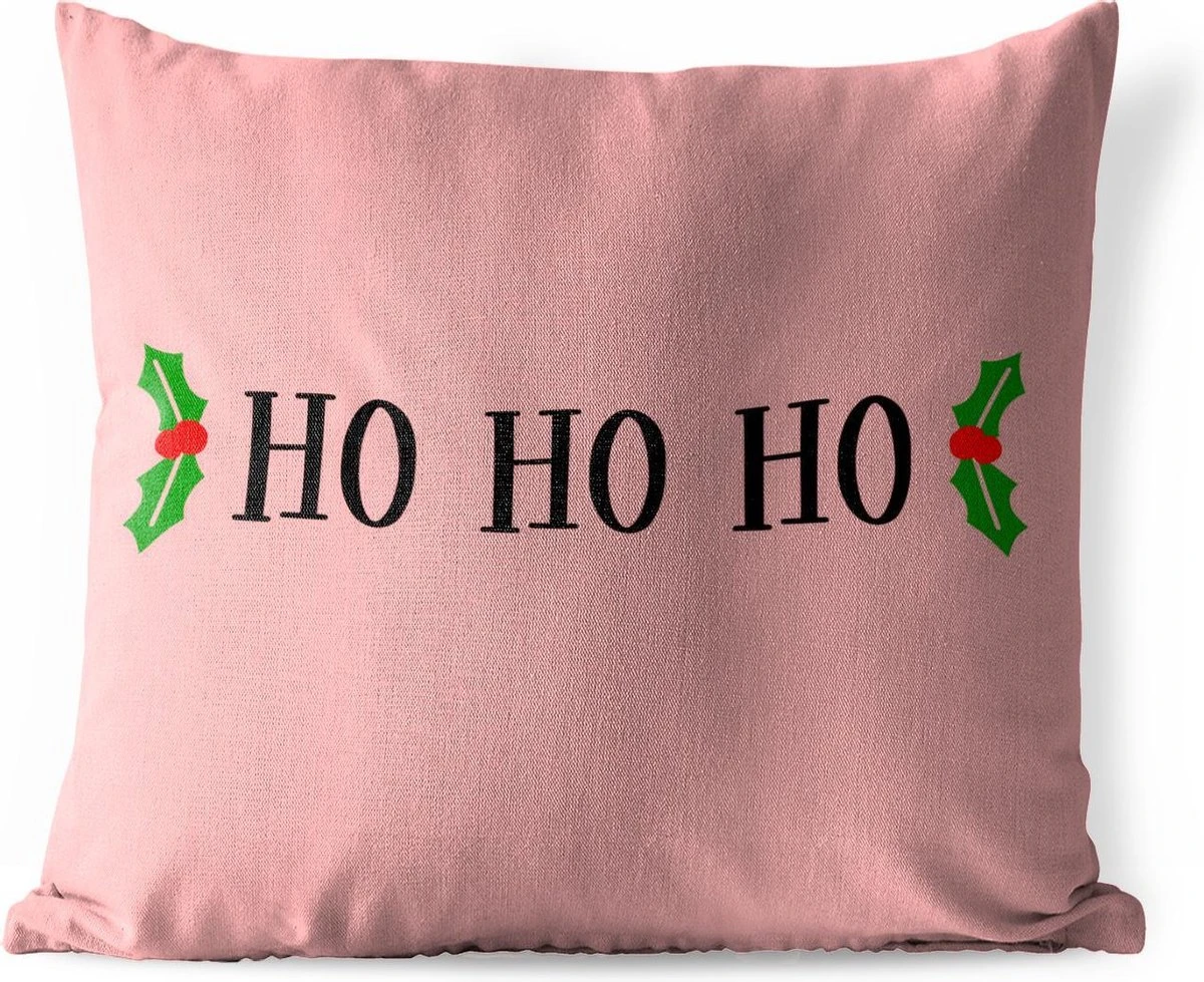 Coussins D'extérieur - Jardin - Citation De Noël Ho Ho Ho Fond Rose - 50x50 Cm 3 Coussins D'extérieur - Jardin - Citation De Noël Ho Ho Ho Fond Rose - 50x50 Cm