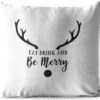 Coussins D'extérieur - Jardin - Citation Mangez, Buvez Et Soyez Joyeux Noël Décoration Murale Noir Sur Blanc - 60x60 Cm -Jingle Bells Boutique 1200x984 2