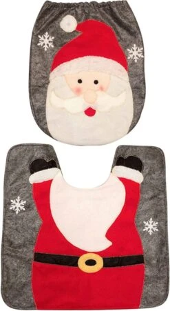 Flightmode - Décoration De Noël Rayinblue Pour Siège De Toilette, Couvercle De Couvercle De Toilette Et Tapis De Toilette, Décor De Père Noël