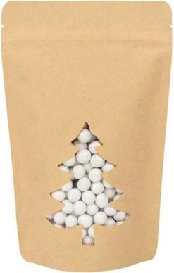 Pochettes Stand Up Kraft Avec Fenêtre Sapin De Noël 13x7.9x20.6 Cm (25 Pièces) -Jingle Bells Boutique 764x1200