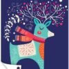 Illustration De Noël D'un Renne Avec Un Foulard Affiche De Jardin Toile En Vrac 80x120 Cm - Toile De Jardin / Toile D'extérieur / Peintures D'extérieur (décoration De Jardin) -Jingle Bells Boutique 810x1200