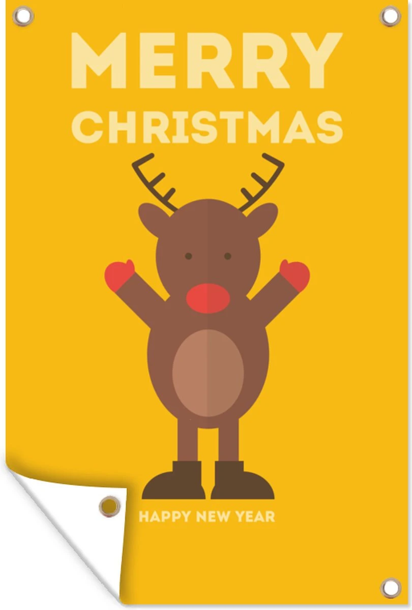 Illustration De Noël D'un Renne Avec La Citation Joyeux Noël Happy Année 40x60 Cm 3 Illustration De Noël D'un Renne Avec La Citation Joyeux Noël Happy Année 40x60 Cm