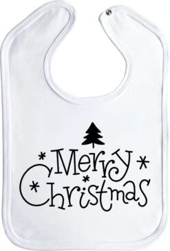 Goldengifts.nl - Joli Bavoir De Noël Avec L'imprimé - Joyeux Noël - Bavoirs - Noël - Bavoir - Bébé - Bouton Pression - Pièces 1 - Blanc