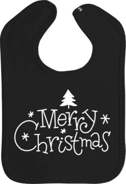 Goldengifts.nl - Joli Bavoir De Noël Avec L'imprimé - Joyeux Noël - Bavoirs - Noël - Bavoir - Bébé - Bouton Pression - Pièces 1 - Noir