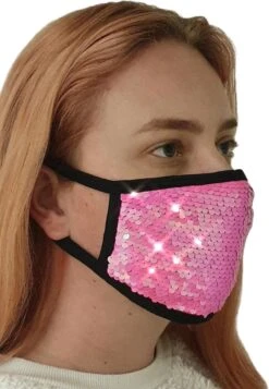 Masque Buccal à Paillettes - Lavable - Réutilisable - Rose Vif - Masque Buccal - Paillettes - Ajustable - 2 Couches - Coton - Paillettes - Noël & Sinterklaas
