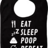 Manger Dormir Caca Répéter Bavoir - Zwart - Cadeau De Maternité - Cadeau De Douche De Bébé - Noël - Sexe Révéler - Sinterklaas - Enceinte - Naissance - Bavoir Avec Bouton Poussoir