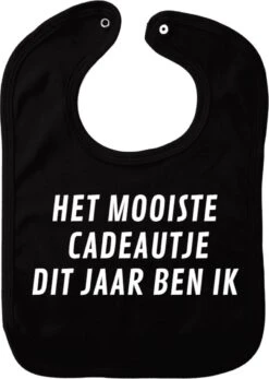 Le Meilleur Cadeau Cette Année C'est Moi Bavoir - Noir - Cadeau De Maternité - Cadeau De Baby Shower - Noël - Révélation Du Genre - Sinterklaas - Enceinte - Naissance - Bavoir Avec Bouton Poussoir