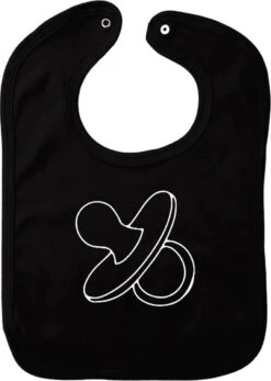 Bavoir Tétine - Zwart - Cadeau Maternité - Cadeau Baby Shower - Noël - Gender Reveal - Saint Nicolas - Enceinte - Naissance - Bavoir Avec Bouton Poussoir