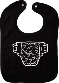 Bavoir à Couches - Zwart - Cadeau De Maternité - Cadeau De Naissance - Noël - Révélation Du Sexe - Saint-Nicolas - Enceinte - Naissance - Bavoir Avec Bouton Poussoir