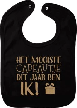 Bavoir Avec Texte - Le Plus Beau Cadeau De Cette Année C'est Moi - Zwart Avec Or - Cadeau - Noël - Sinterklaas - Cadeau De Maternité - Baby Shower - Enceinte - Naissance - Bavoir - Bavoir
