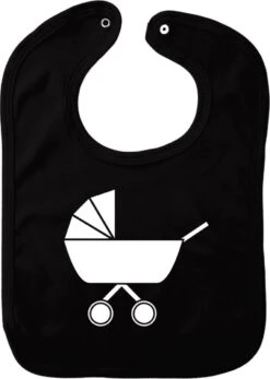 Bavoir De Landau - Zwart - Cadeau De Maternité - Cadeau De Babyshower - Noël - Révélation Du Sexe - Sinterklaas - Enceinte - Naissance - Bavoir Avec Bouton Poussoir