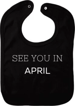 Bavoir à Bientôt En Avril - Zwart - Cadeau De Maternité - Cadeau De Baby Shower - Noël - Révélation Du Genre - Saint-Nicolas - Enceinte - Naissance - Bavoir Avec Bouton Poussoir