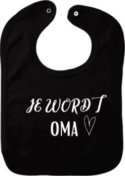 Bavoir Tu Seras Grand-mère - Zwart - Cadeau De Maternité - Cadeau De Baby Shower - Noël - Révélation Du Genre - Saint-Nicolas - Enceinte - Naissance - Bavoir Avec Bouton Poussoir