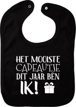 Bavoir Avec Texte - Le Plus Beau Cadeau De Cette Année C'est Moi - Zwart - Cadeau - Noël - Sinterklaas - Cadeau De Maternité - Baby Shower - Enceinte - Naissance - Bavoir - Bavoir