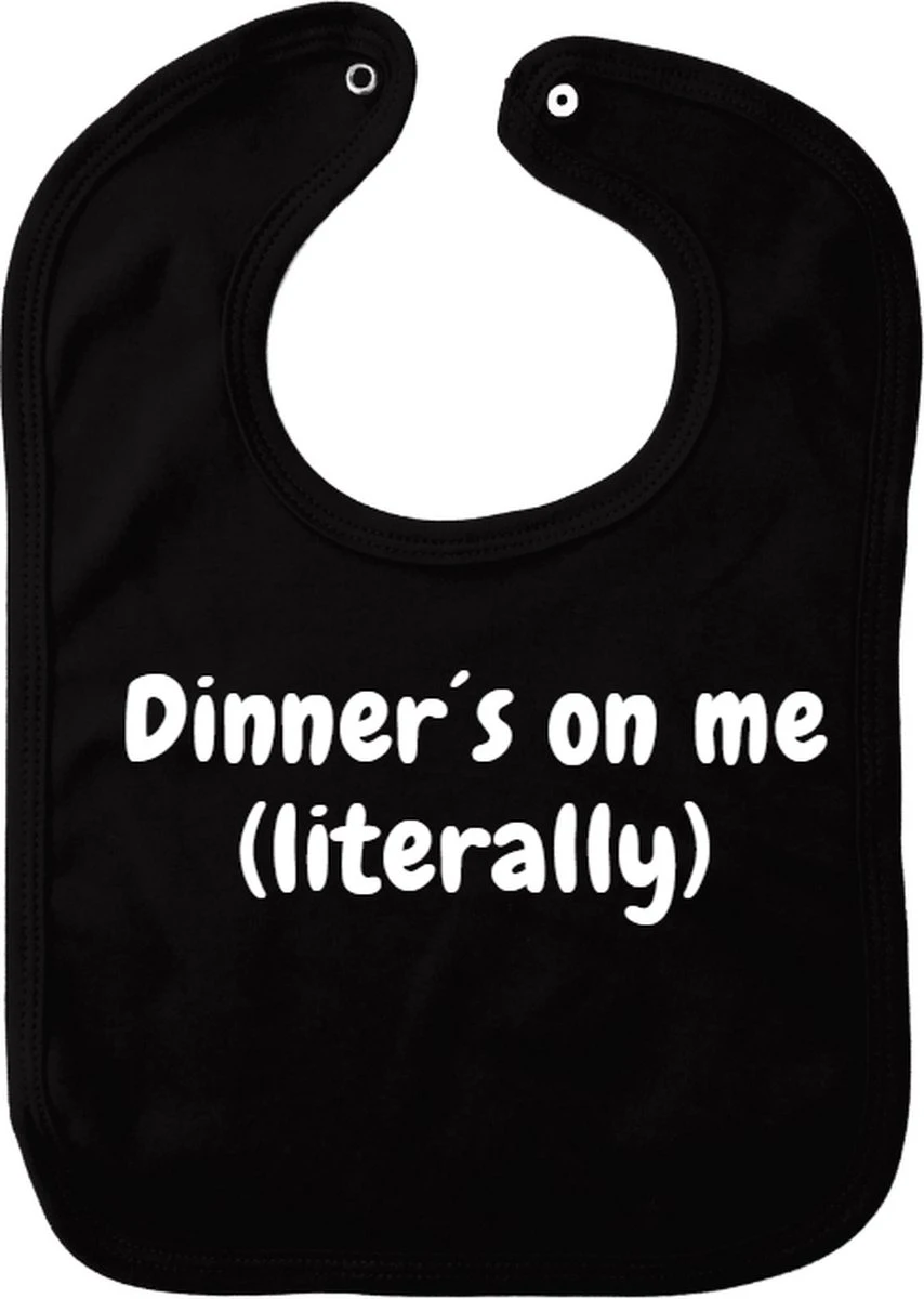 Bavoir Dinner Is On Me - Zwart - Cadeau De Maternité - Cadeau De Baby Shower - Noël - Révélation Du Genre - Sinterklaas - Enceinte - Naissance - Bavoir Avec Bouton Poussoir 3 Bavoir Dinner Is On Me - Zwart - Cadeau De Maternité - Cadeau De Baby Shower - Noël - Révélation Du Genre - Sinterklaas - Enceinte - Naissance - Bavoir Avec Bouton Poussoir