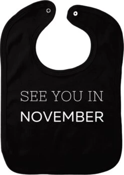 Bavoir De Novembre - Zwart - Cadeau De Maternité - Cadeau De Baby Shower - Noël - Révélation Du Genre - Saint-Nicolas - Enceinte - Naissance - Bavoir Avec Bouton Poussoir