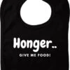 Bavoir Faim Give Me Food - Zwart - Cadeau Maternité - Cadeau Baby Shower - Noël - Gender Reveal - Sinterklaas - Enceinte - Naissance - Bavoir Avec Bouton Poussoir