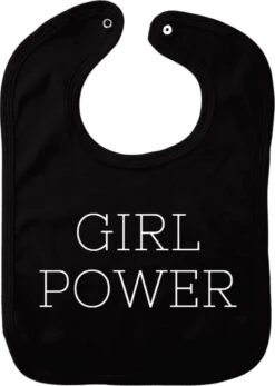 Bavoir Girl Power - Zwart - Cadeau De Maternité - Cadeau De Baby Shower - Noël - Gender Reveal - Sinterklaas - Enceinte - Naissance - Bavoir Avec Bouton Poussoir