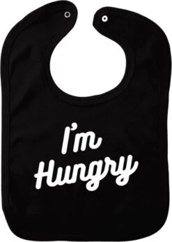 Bavoir J'ai Faim - Zwart - Cadeau De Maternité - Cadeau De Babyshower - Noël - Révélation Du Genre - Saint-Nicolas - Enceinte - Naissance - Bavoir Avec Bouton Poussoir