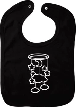 Bavoir Nuage - Zwart - Cadeau Maternité - Cadeau Baby Shower - Noël - Révélation Genre - Saint-Nicolas - Enceinte - Naissance - Bavoir Avec Bouton Poussoir