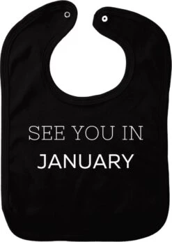 Bavoir De Janvier - Zwart - Cadeau De Maternité - Cadeau De Baby Shower - Noël - Révélation Du Genre - Saint-Nicolas - Enceinte - Naissance - Bavoir Avec Bouton Poussoir