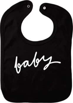 Bavoir Bébé - Zwart - Cadeau Maternité - Cadeau Baby Shower - Noël - Révélation Genre - Saint-Nicolas - Enceinte - Naissance - Bavoir Avec Bouton Poussoir