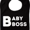 Bavoir Baby Boss - Zwart - Cadeau De Maternité - Cadeau Babyshower - Noël - Révélation Du Genre - Saint-Nicolas - Enceinte - Naissance - Bavoir Avec Bouton Poussoir
