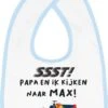 Bavoir Hospitrix Avec Texte "SSST ! Papa Et Moi Regardons MAX" Blauw - Cadeau De Noël - Cadeau De Grossesse - Bébé Drool Cloth - Drool - Spill - Bavette - Go Max - Cadeau - Grossesse - Faire-part - Verstappen