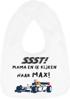 Bavoir Hospitrix Avec Texte "SSST ! Maman Et Moi Regardons MAX" Wit - Cadeau De Noël - Cadeau De Grossesse - Bébé Drool Cloth - Drool - Spill - Bavette - Go Max - Cadeau - Grossesse - Annonce - Verstappen