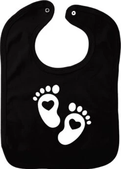 Bavoir Pour Les Pieds - Zwart - Cadeau De Maternité - Cadeau De Baby Shower - Noël - Révélation Du Genre - Saint-Nicolas - Enceinte - Naissance - Bavoir Avec Bouton Poussoir