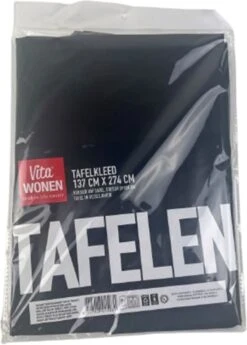 Nappe BRYN - Zwart - Plastique - 137 X 274 Cm - Fête- Noël - Anniversaire - Saint Nicolas - Pasen - Fêtes - Mariage