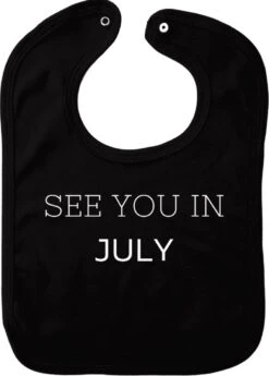 Bavoir De Juillet - Zwart - Cadeau De Maternité - Cadeau De Baby Shower - Noël - Révélation Du Genre - Saint-Nicolas - Enceinte - Naissance - Bavoir Avec Bouton Poussoir