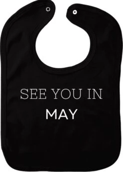 Bavoir De Mai - Zwart - Cadeau De Maternité - Cadeau De Baby Shower - Noël - Révélation Du Sexe - Sinterklaas - Enceinte - Naissance - Bavoir Avec Bouton Poussoir