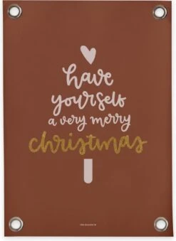 Affiche Jardin Villa Madelief Ayez Un Très Joyeux Noël Marron (70x100cm) Peinture De Jardin Plein Air Nature | Tissu De Jardin Vinyl Photo