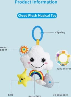 Poussette Hochet/ Speelgoed/Jouets/Cadeau De Noël/Cadeau De Noël/Dessin Animé En Peluche Animal Hochet Cloche Poussette Bébé Panier Suspendus Carillons Éoliens Musical Main Shaker Jouets /nuage -Jingle Bells Boutique 882x1200