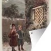 Affiche Vintage Illustration Enfants Au Jardin De Noël Toile En Vrac 120x160 Cm - Toile De Jardin / Toile D'extérieur / Peintures D'extérieur (décoration De Jardin) XXL / Groot Format! -Jingle Bells Boutique 897x1200 1